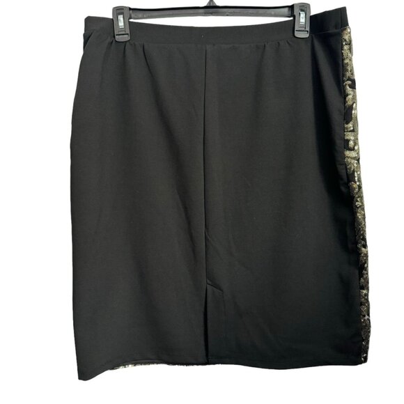 Cato Woman Size 18/20 W Black & Gold Sequined Skirt. - Picture 6 of 12